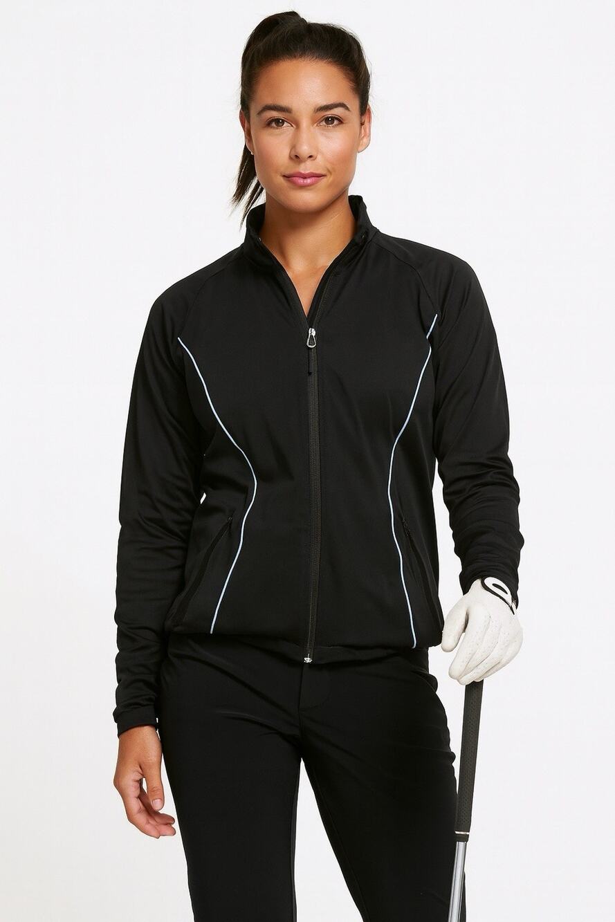 Sunice Tornado Women’s Black Full Zip Windbreaker Active Golf Jacket Size L